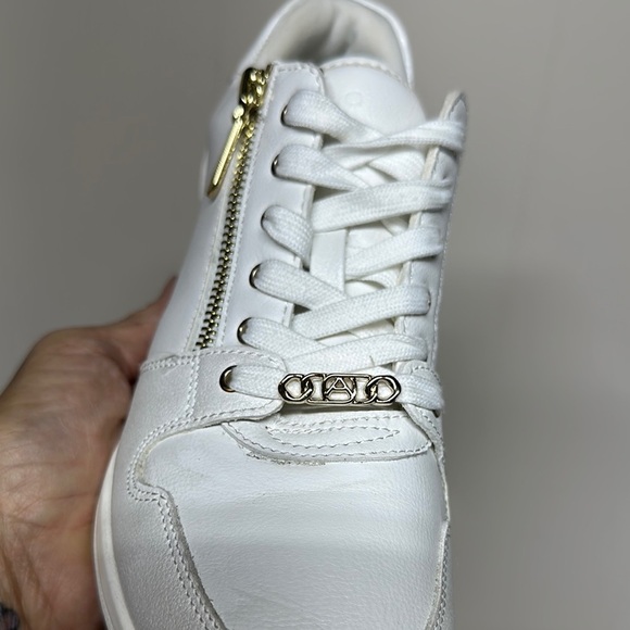 Aldo White and Gold Sneakers with Padded Ankle Collar - Picture 3 of 14